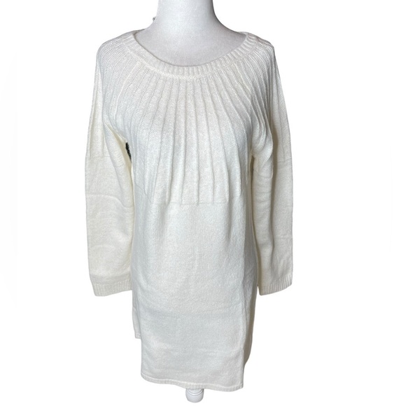 Francesca’s Blue Rain Cozy Winter Sweater Dress Velvet Pleated Chest Small NWT - Picture 2 of 16